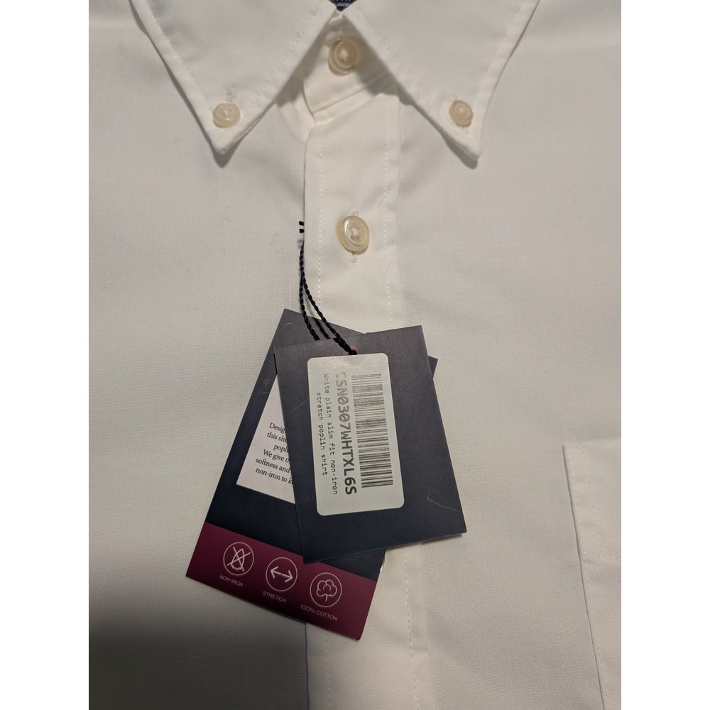 NWT Charles Tyrwhitt Men's White Non‎ Iron Stretch Poplin Slim Fit Shirt Size XL - Picture 3 of 9